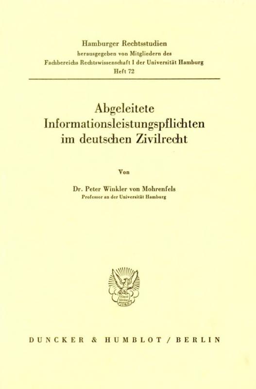 Cover-Bild Abgeleitete Informationsleistungspflichten im deutschen Zivilrecht.