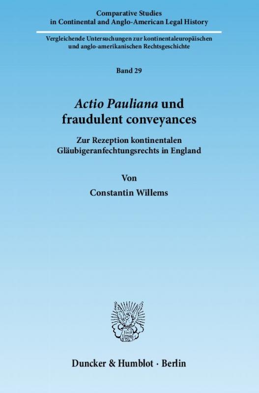 Cover-Bild Actio Pauliana und fraudulent conveyances.