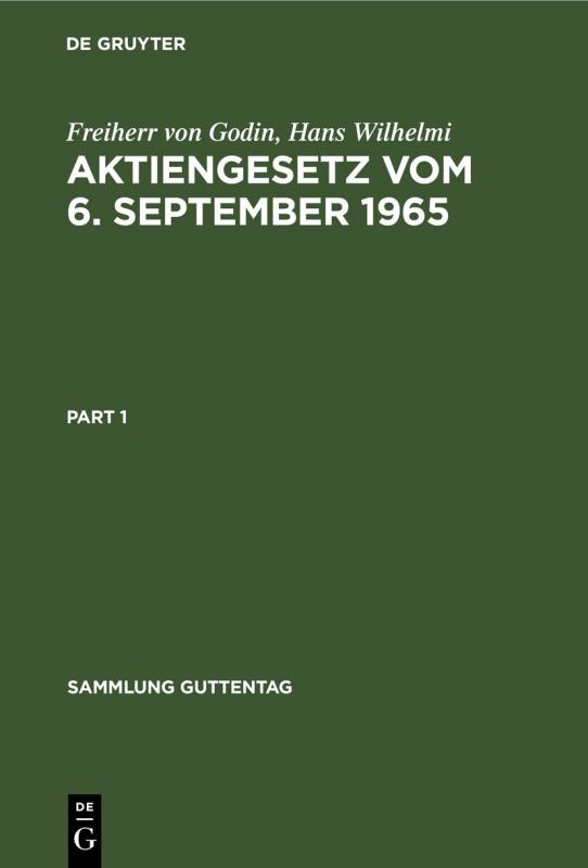 Cover-Bild Aktiengesetz vom 6. September 1965