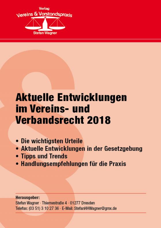 Cover-Bild Aktuelle Entwicklungen im Vereins- und Verbandsrecht 2018