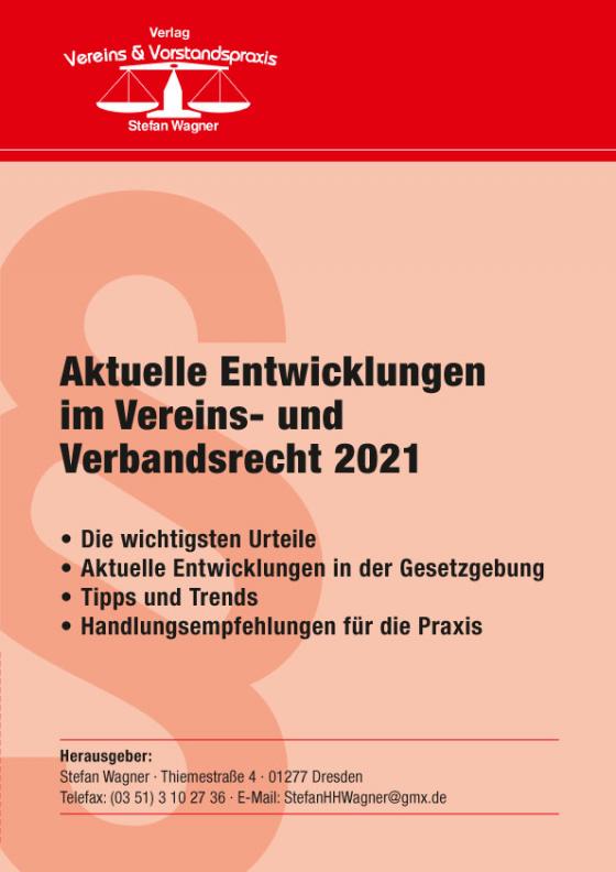 Cover-Bild Aktuelle Entwicklungen im Vereins- und Verbandsrecht 2021