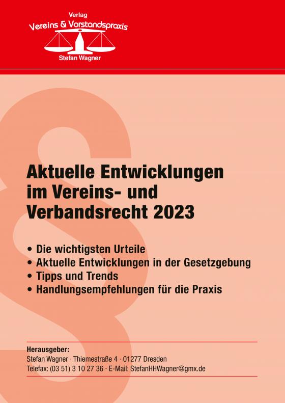 Cover-Bild Aktuelle Entwicklungen im Vereins- und Verbandsrecht 2023