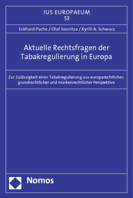 Cover-Bild Aktuelle Rechtsfragen der Tabakregulierung in Europa