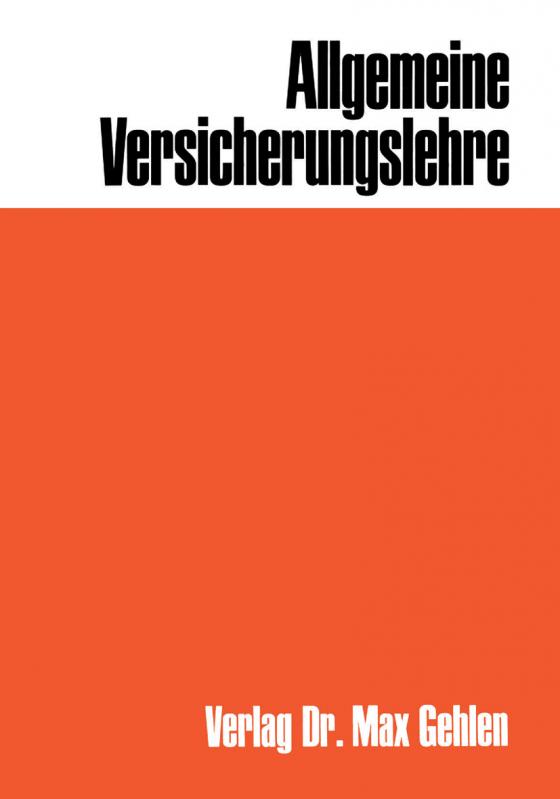 Cover-Bild Allgemeine Versicherungslehre
