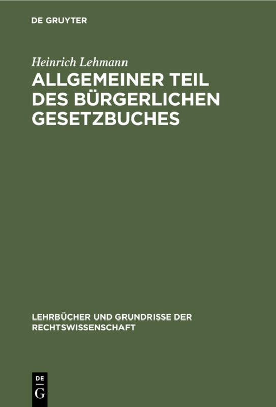 Cover-Bild Allgemeiner Teil des Bürgerlichen Gesetzbuches