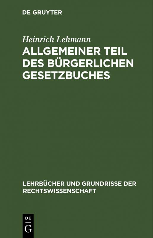 Cover-Bild Allgemeiner Teil des Bürgerlichen Gesetzbuches