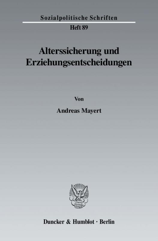 Cover-Bild Alterssicherung und Erziehungsentscheidungen.