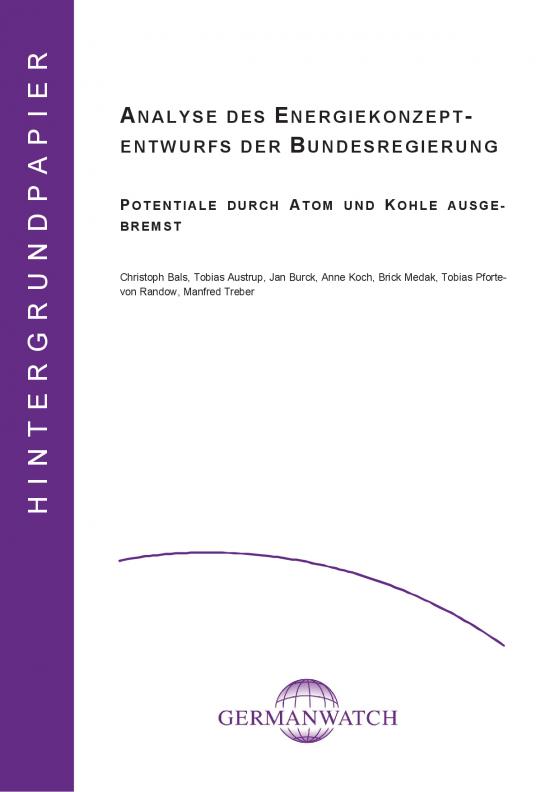 Cover-Bild Analyse des Energiekonzeptentwurfs der Bundesregierung