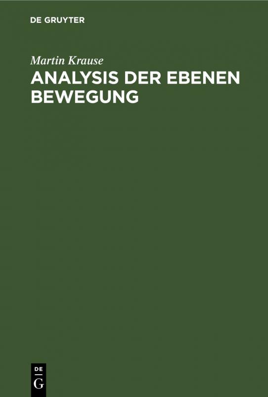 Cover-Bild Analysis der Ebenen Bewegung