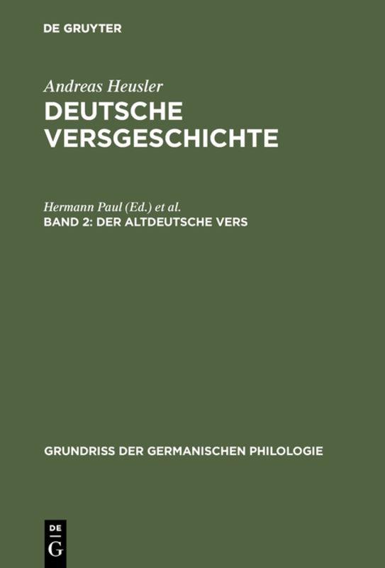 Cover-Bild Andreas Heusler: Deutsche Versgeschichte / Der altdeutsche Vers