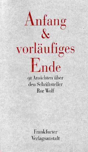 Cover-Bild Anfang und vorläufiges Ende (Broschiert)