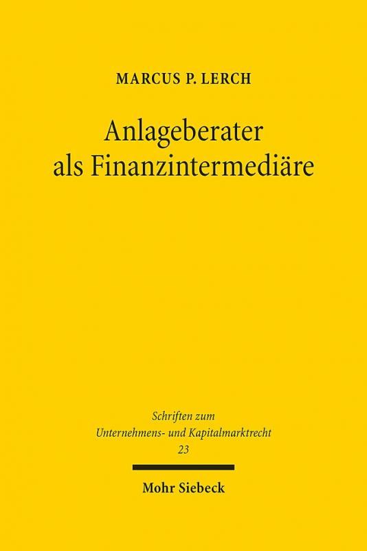 Cover-Bild Anlageberater als Finanzintermediäre