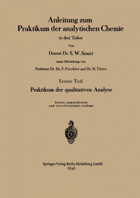 Cover-Bild Anleitung zum Praktikum der analytischen Chemie in drei Teilen