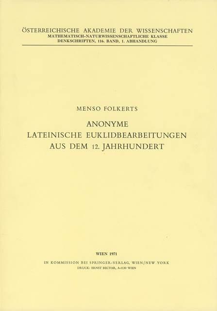 Cover-Bild Anonyme lateinische Euklidbearbeitungen aus dem 12. Jahrhundert