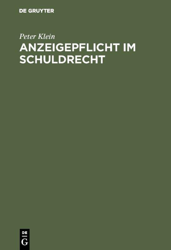 Cover-Bild Anzeigepflicht im Schuldrecht