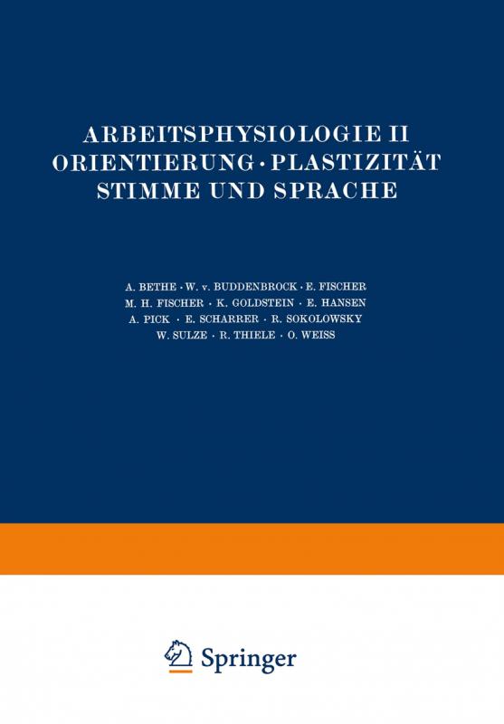 Cover-Bild Arbeitsphysiologie II Orientierung · Plastizität Stimme und Sprache