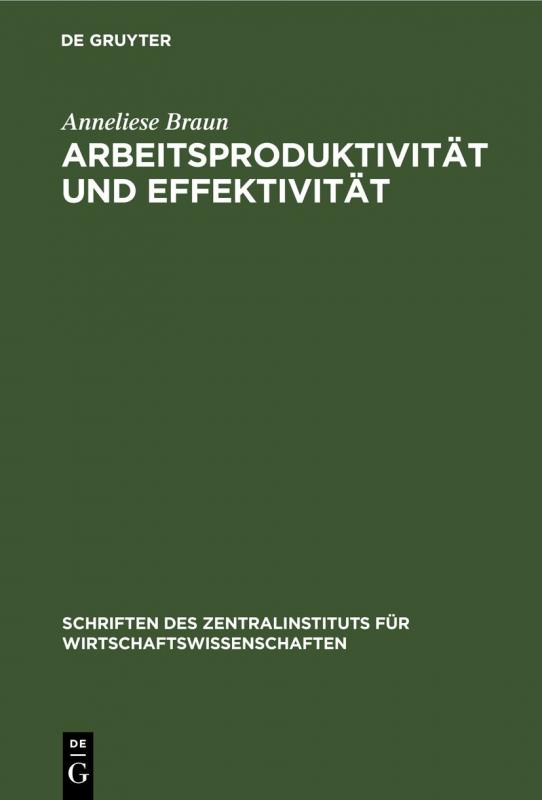 Cover-Bild Arbeitsproduktivität und Effektivität