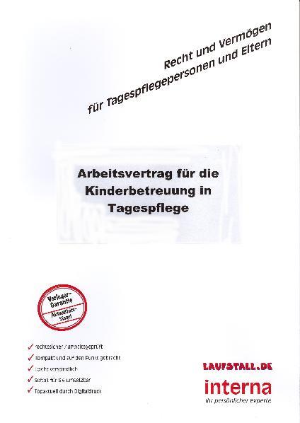 Cover-Bild Arbeitsvertrag für die Kinderbetreuung in Tagespflege