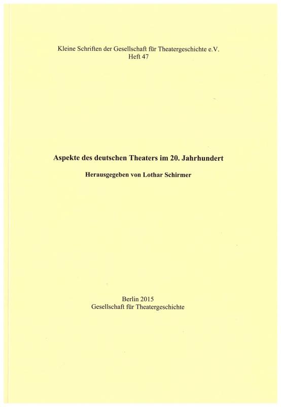 Cover-Bild Aspekte des deutschen Theaters im 20. Jahrhundert