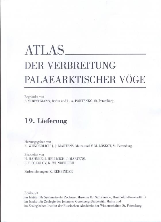 Cover-Bild Atlas der Verbreitung palaearktischer Vögel