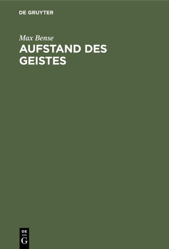 Cover-Bild Aufstand des Geistes