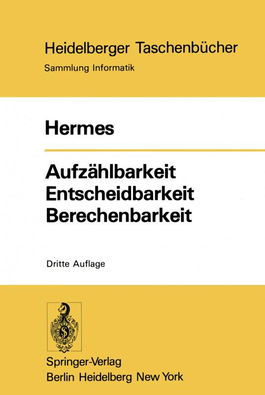 Cover-Bild Aufzählbarkeit Entscheidbarkeit Berechenbarkeit