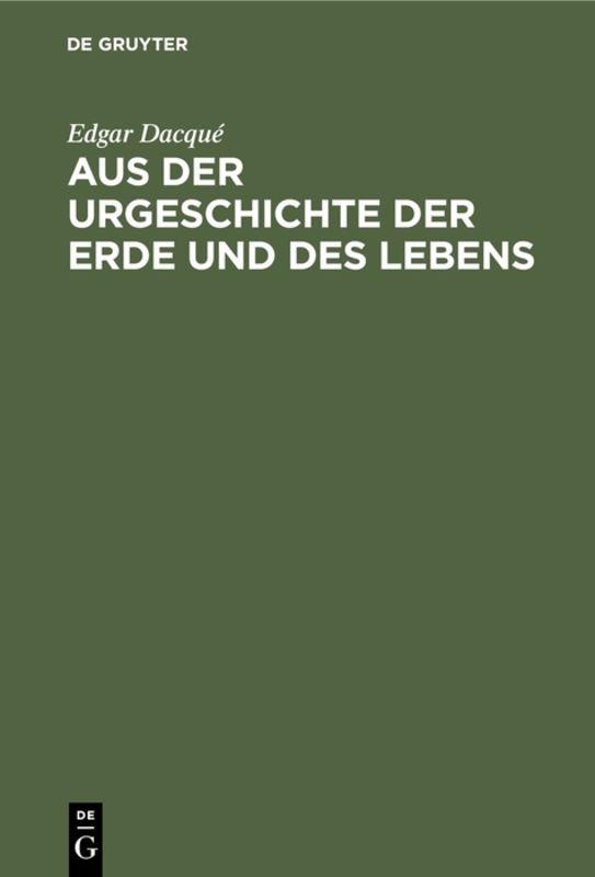 Cover-Bild Aus der Urgeschichte der Erde und des Lebens