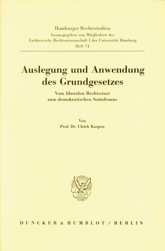 Cover-Bild Auslegung und Anwendung des Grundgesetzes.