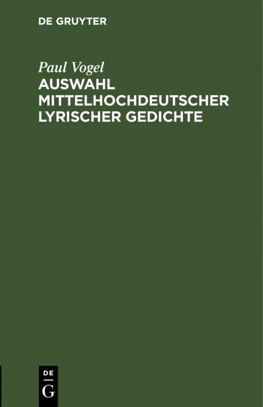 Cover-Bild Auswahl mittelhochdeutscher lyrischer Gedichte