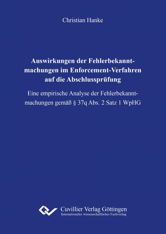 Cover-Bild Auswirkungen der Fehlerbekanntmachungen im Enforcement-Verfahren auf die Abschlussprüfung