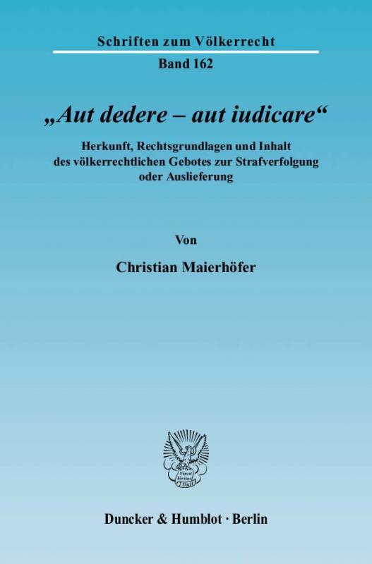 Cover-Bild "Aut dedere – aut iudicare".