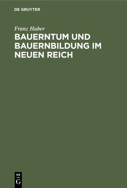 Cover-Bild Bauerntum und Bauernbildung im Neuen Reich