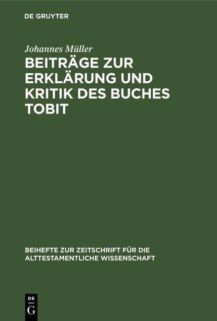 Cover-Bild Beiträge zur Erklärung und Kritik des Buches Tobit