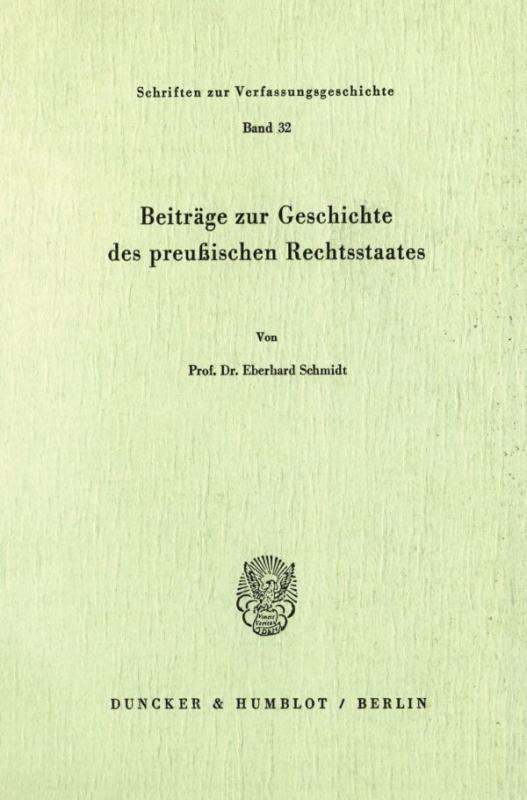 Cover-Bild Beiträge zur Geschichte des preußischen Rechtsstaates.