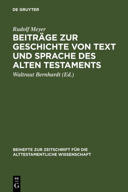 Cover-Bild Beiträge zur Geschichte von Text und Sprache des Alten Testaments