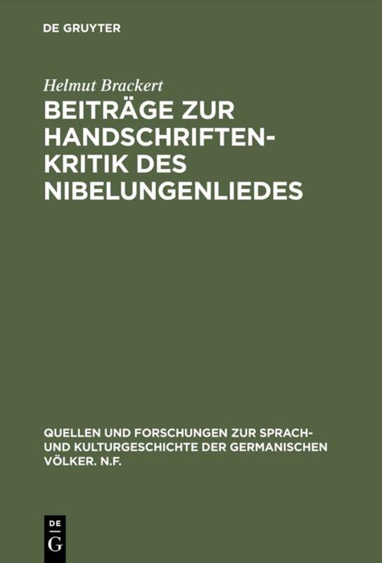 Cover-Bild Beiträge zur Handschriftenkritik des Nibelungenliedes