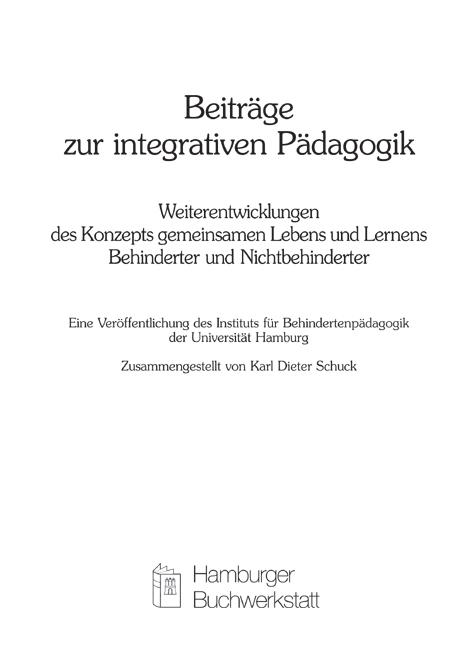 Cover-Bild Beiträge zur Integrativen Pädagogik