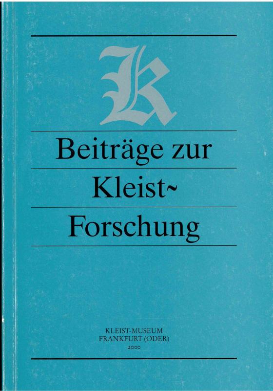 Cover-Bild Beiträge zur Kleist-Forschung 2000