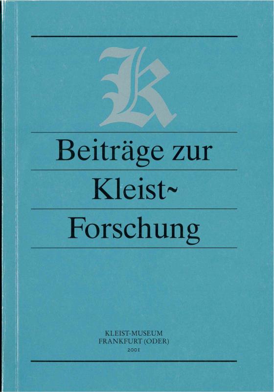 Cover-Bild Beiträge zur Kleist-Forschung 2001
