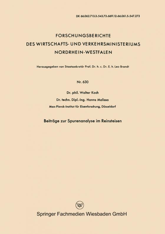 Cover-Bild Beiträge zur Spurenanalyse im Reinsteisen