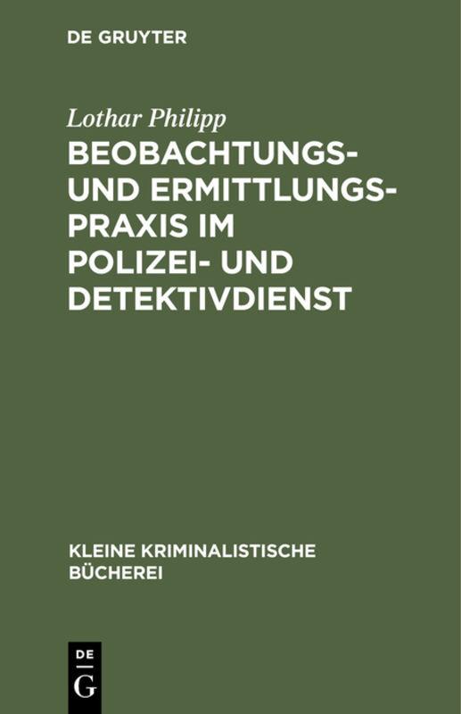 Cover-Bild Beobachtungs- und Ermittlungspraxis im Polizei- und Detektivdienst