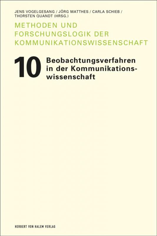 Cover-Bild Beobachtungsverfahren in der Kommunikationswissenschaft