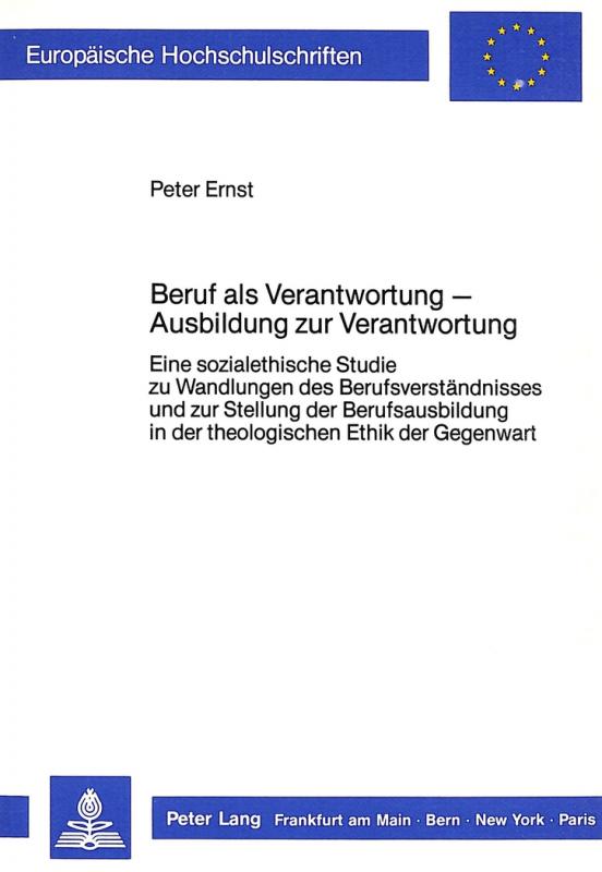 Cover-Bild Beruf als Verantwortung - Ausbildung zur Verantwortung