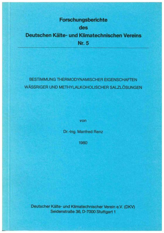 Cover-Bild Bestimmung thermodynamischer Eigenschaften wässriger und methylalkoholischer Salzlösungen