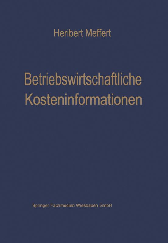 Cover-Bild Betriebswirtschaftliche Kosteninformationen