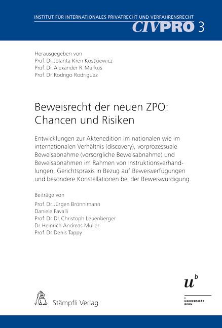 Cover-Bild Beweisrecht der neuen ZPO: Chancen und Risiken