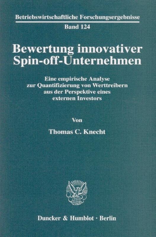 Cover-Bild Bewertung innovativer Spin-off-Unternehmen.