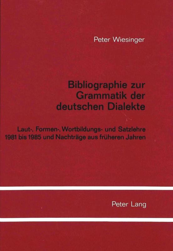 Cover-Bild Bibliographie zur Grammatik der deutschen Dialekte