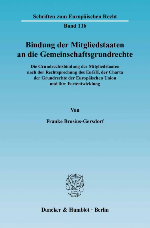 Cover-Bild Bindung der Mitgliedstaaten an die Gemeinschaftsgrundrechte.