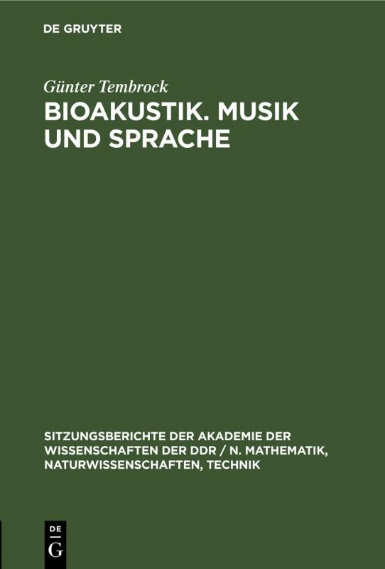 Cover-Bild Bioakustik. Musik und Sprache